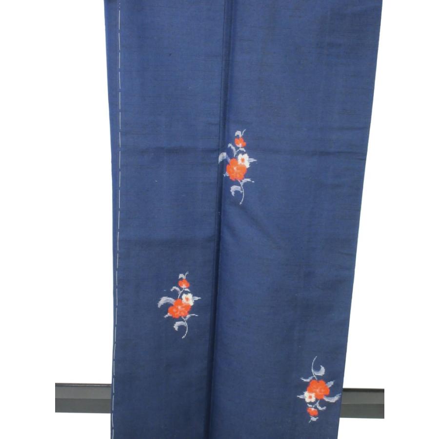 未使用　美品　シルク混 リサイクル　紬　紺色　青　絣　絣の着物　普段着　洒落着物　格安　花柄 |  | 09