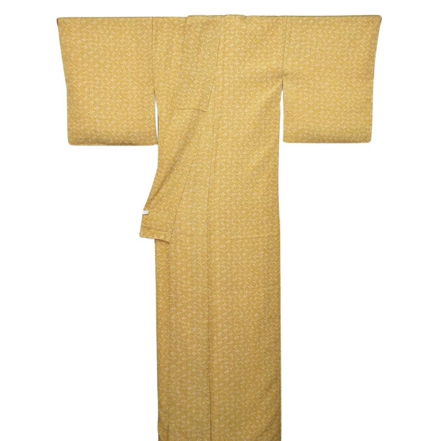 未使用　　しつけ付き　幾何学模様　黄色　 小紋 江戸小紋　 リサイクル お宮参り 七五三 パーティー お茶会　お稽古　カーキ色　大きいサイズ　 |  | 09