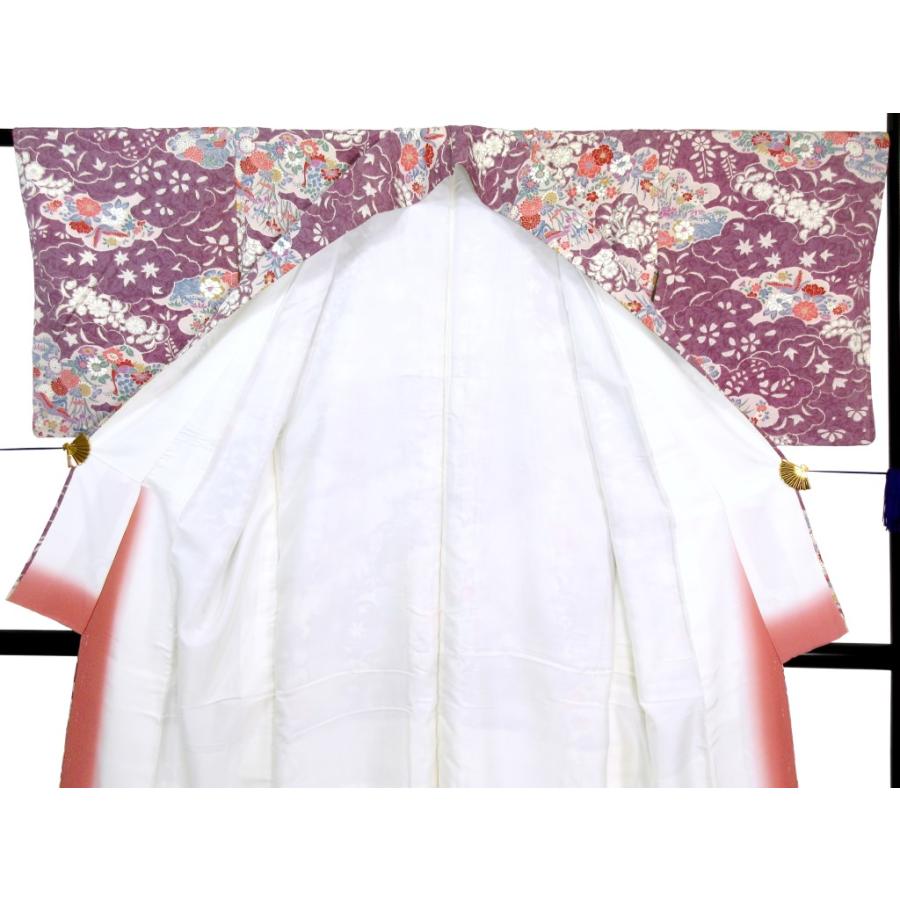 未使用  辻が花　小紋 正絹　ちりめん リサイクル　紫　ピンク　花柄　牡丹　菊　楓　正月 お宮参り 七五三 パーティー お茶会  会食 普段着 |  | 16