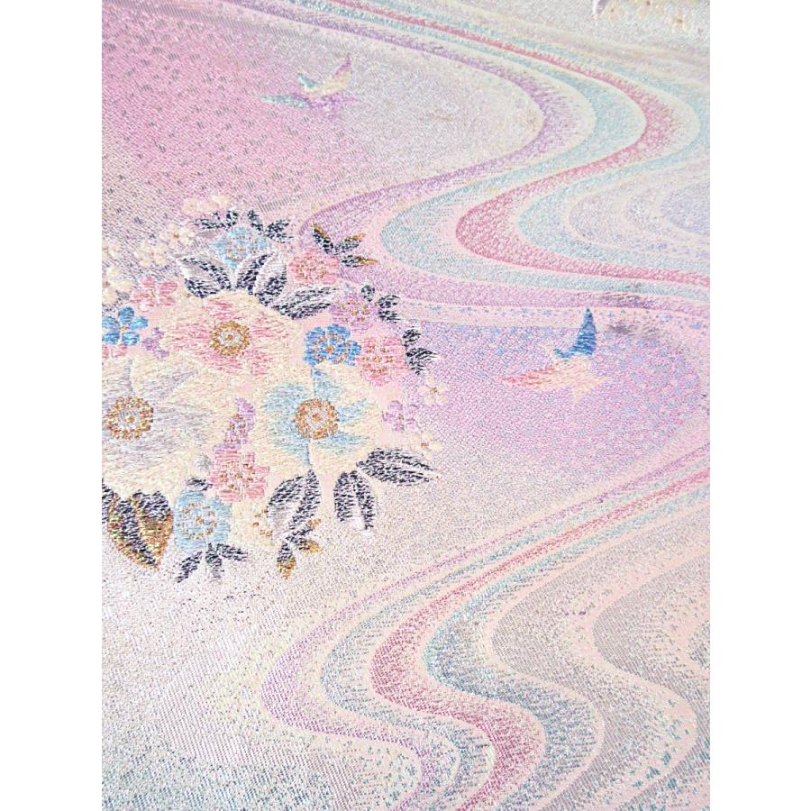 パステル調　リバーシブル　花丸文様　流水文　袋帯　正絹　キラキラ　リサイクル　蝶々　縞柄　訪問着　付け下げ　色無地　結婚式　披露宴 　オーダーバッグ |  | 09