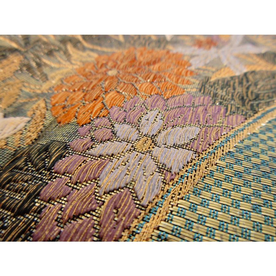 難なし　宝飾扇面蒔絵文様　袋帯　正絹　リサイクル　錦　グリーン　金　緑　花柄　訪問着　付け下げ　色無地　結婚式　披露宴 お茶会 オーダーバッグ |  | 11
