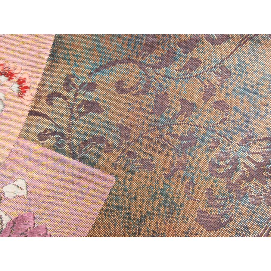 美品　金彩短冊文様　袋帯　正絹　焼箔　緑　リサイクル　グリーン　金　鶴　牡丹　訪問着　付け下げ　色無地　結婚式　披露宴 お茶会 オーダーバッグ |  | 07
