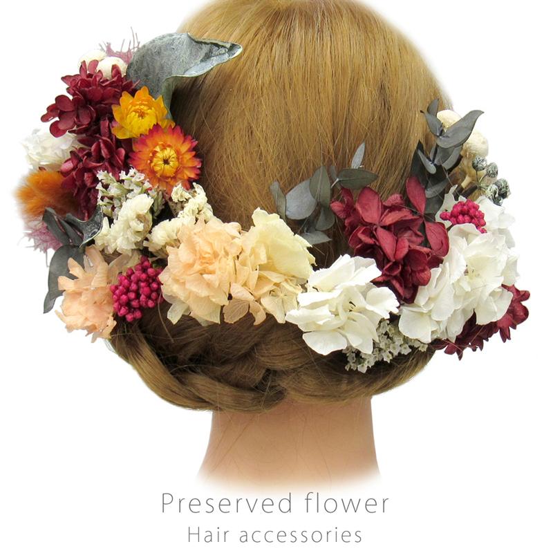 髪飾り プリザーブドフラワー髪飾り Red Orange L Red Orange きもの遊美 通販 Yahoo ショッピング