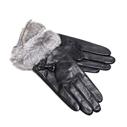 最新発見 サイズ21ｃｍ ブラック レディース手袋 ラビットファー セール スペイン製ラム革 Coxswainselect 財布 帽子 ファッション小物