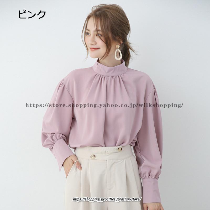 シャツ ブラウス ボリューム袖ハイネックブラウス レディース シフォン バブルスリーブ 長袖 オフィス カジュアル ビジネス 通勤 フェミニン 20代30代40代50代　 | ブランド登録なし | 19