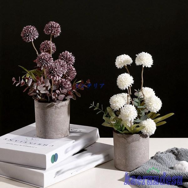造花インテリア たんぽぽ かすみ草 鉢植え 卓上置き ミニ 枯れない花 装飾花 観葉植物 リアル 本物そっくり 花瓶 北欧風 ins |  | 03