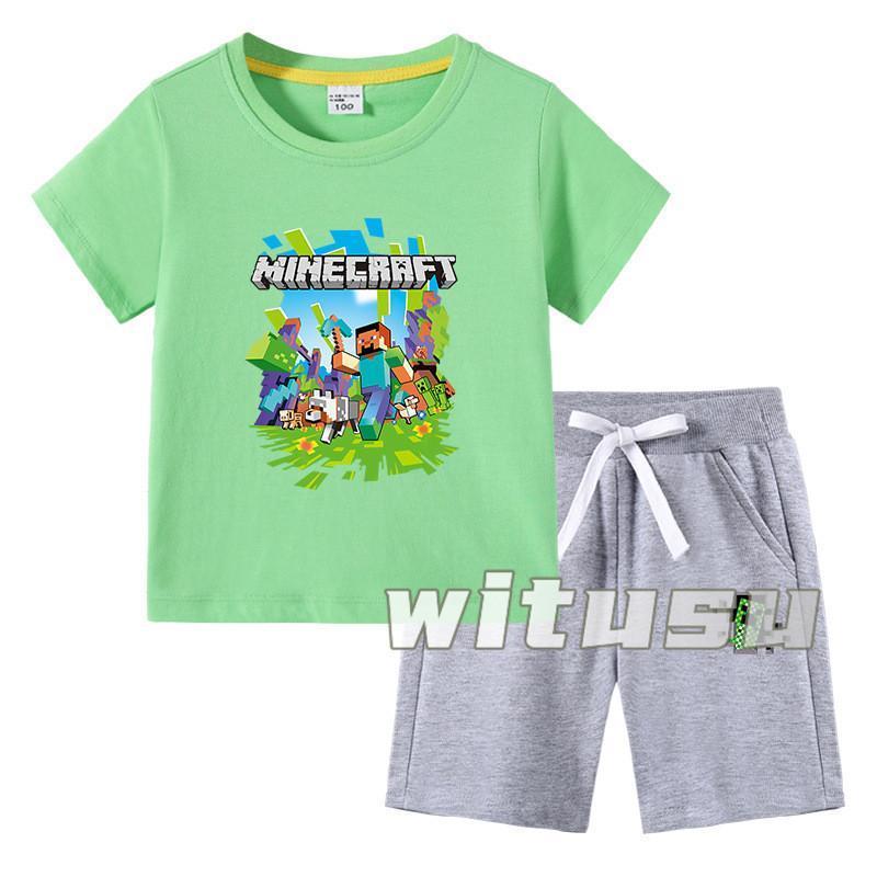 春夏新作 子供用ショートスリーブ Tシャツ 短パンツ 上下セット 半袖 マインクラフト 男の子女の子向け ラウンドネック 小学生 幼稚園児 | ブランド登録なし | 10