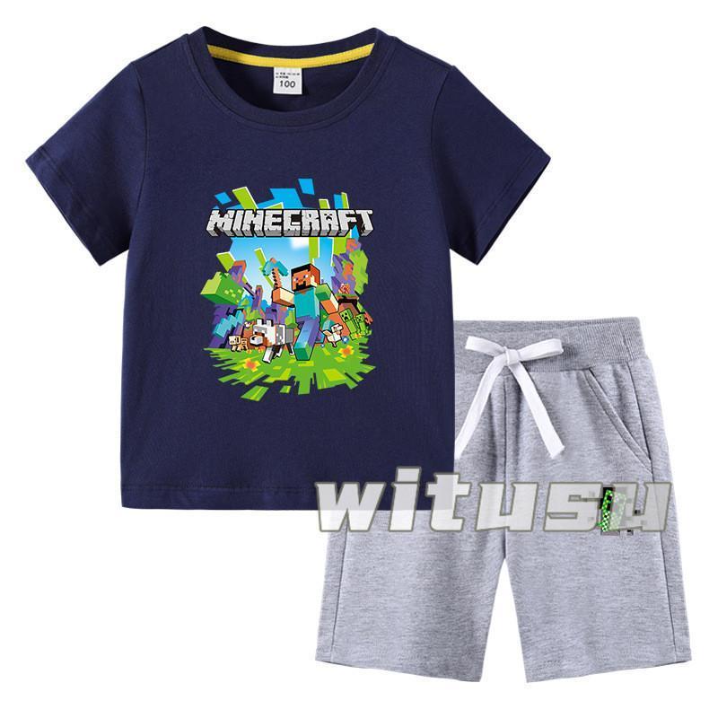 春夏新作 子供用ショートスリーブ Tシャツ 短パンツ 上下セット 半袖 マインクラフト 男の子女の子向け ラウンドネック 小学生 幼稚園児 | ブランド登録なし | 11