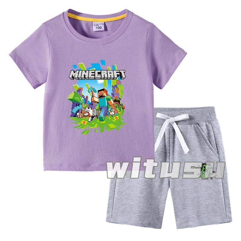 春夏新作 子供用ショートスリーブ Tシャツ 短パンツ 上下セット 半袖 マインクラフト 男の子女の子向け ラウンドネック 小学生 幼稚園児 | ブランド登録なし | 13