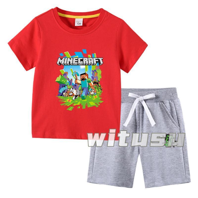 春夏新作 子供用ショートスリーブ Tシャツ 短パンツ 上下セット 半袖 マインクラフト 男の子女の子向け ラウンドネック 小学生 幼稚園児 | ブランド登録なし | 03
