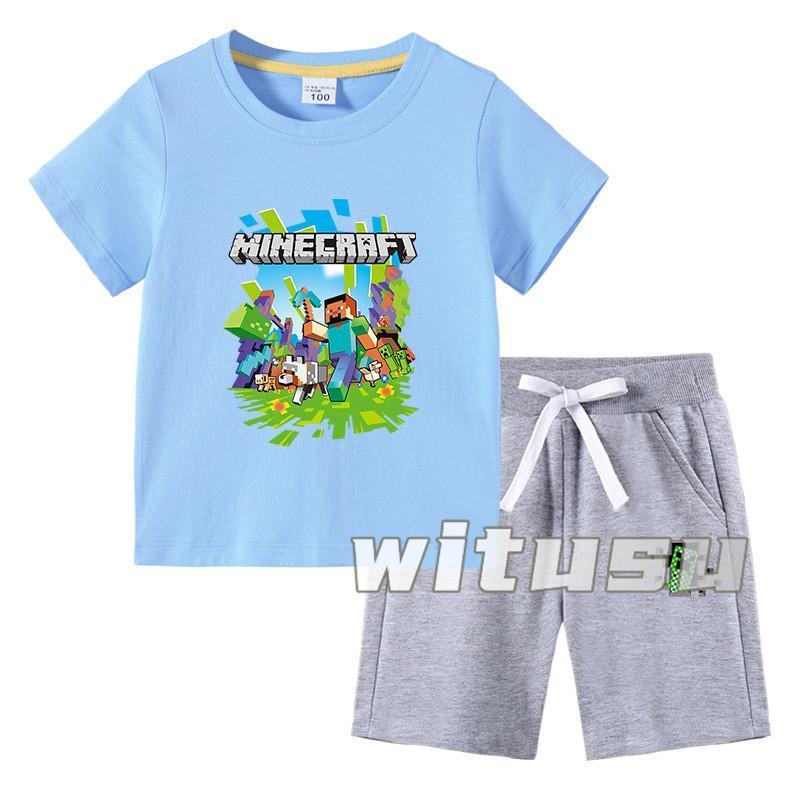 春夏新作 子供用ショートスリーブ Tシャツ 短パンツ 上下セット 半袖 マインクラフト 男の子女の子向け ラウンドネック 小学生 幼稚園児 | ブランド登録なし | 04