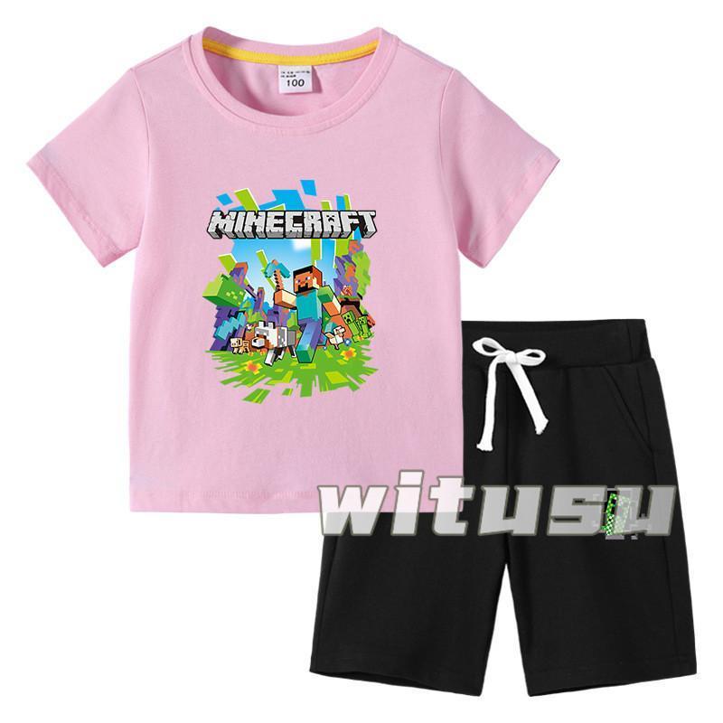 春夏新作 子供用ショートスリーブ Tシャツ 短パンツ 上下セット 半袖 マインクラフト 男の子女の子向け ラウンドネック 小学生 幼稚園児 | ブランド登録なし | 05