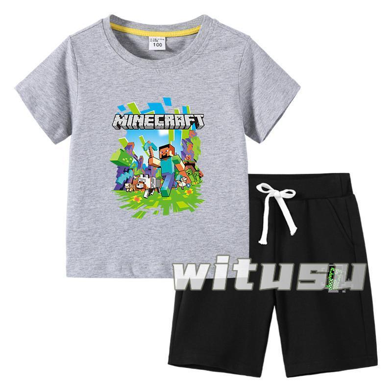 春夏新作 子供用ショートスリーブ Tシャツ 短パンツ 上下セット 半袖 マインクラフト 男の子女の子向け ラウンドネック 小学生 幼稚園児 | ブランド登録なし | 07