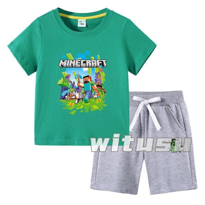 春夏新作 子供用ショートスリーブ Tシャツ 短パンツ 上下セット 半袖 マインクラフト 男の子女の子向け ラウンドネック 小学生 幼稚園児 | ブランド登録なし | 08