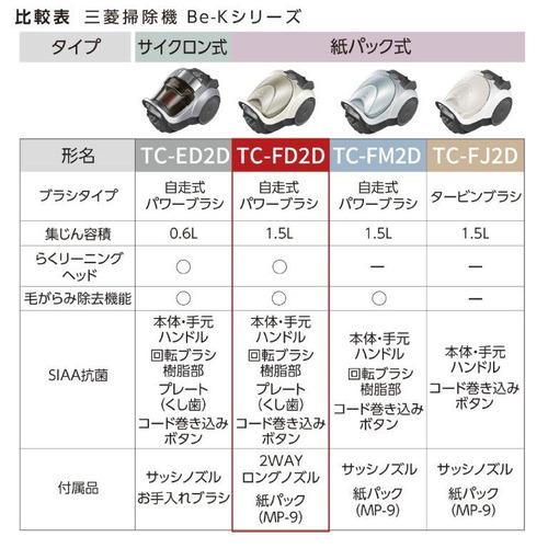 三菱電機 TC-FD2D-N 紙パック式掃除機 Be-K(ビケイ) プレミアムゴールド｜kimuraya-select｜20