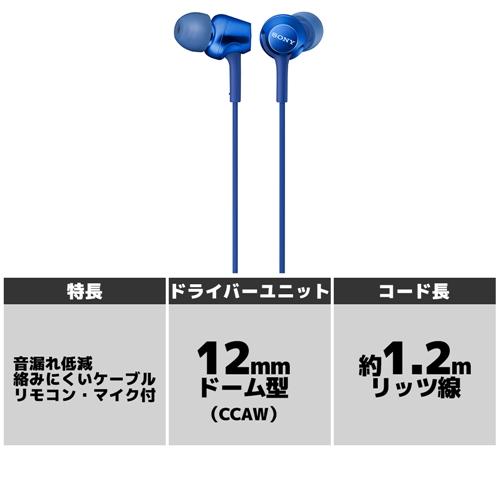 ソニー MDR-EX255AP-L マイク＆コントローラー搭載 ダイナミック密閉型
