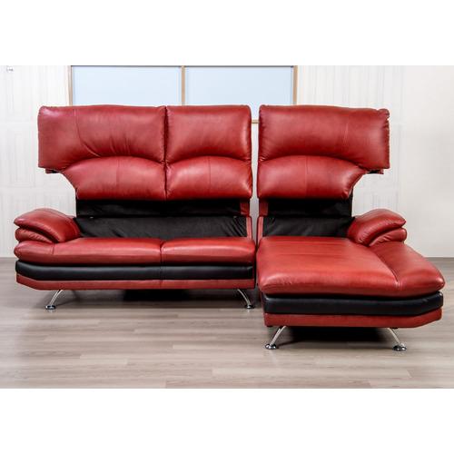 幅237］左カウチソファ 本革 「YCS150003RD」 レッド ヤマダ