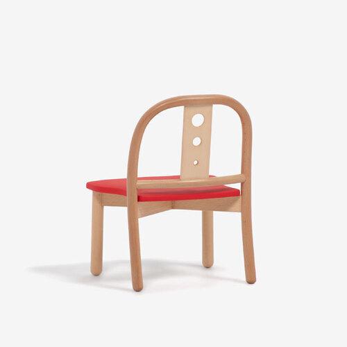 大塚家具 秋田木工 キッズチェア「101」木部ブナ材ナチュラル色 座PVCレッド色_2
