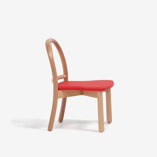 大塚家具 秋田木工 キッズチェア「101」木部ブナ材ナチュラル色 座PVCレッド色_3