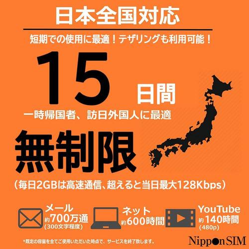 Nippon SIM for Japan eSIM 無制限版 15日 日本国内用 ドコモ回線 プリペイドデータ eSIM｜kimuraya-select｜03