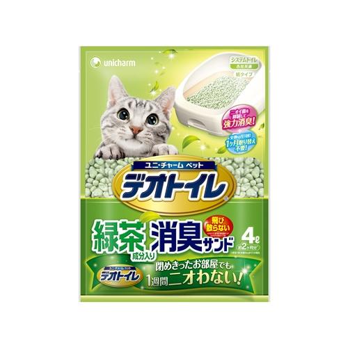 ユニ・チャーム  １週間消臭・抗菌デオトイレ飛散らない緑茶成分入り・消臭サンド  ４Ｌ | 
