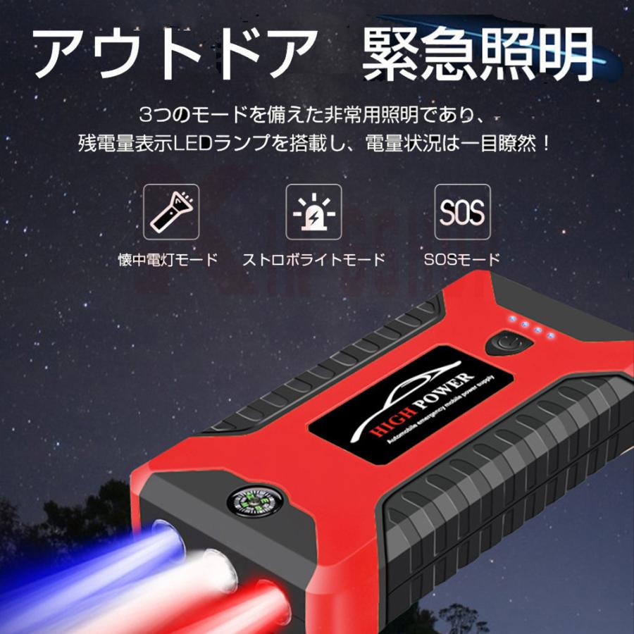 ジャンプスターター 12V 車用エンジンスターター 20000mAh モバイルバッテリー バイクに対応 低温起動 防水防塵 PSE認証済み ポータブル充電器 ガソリン車｜kin-gshop｜11