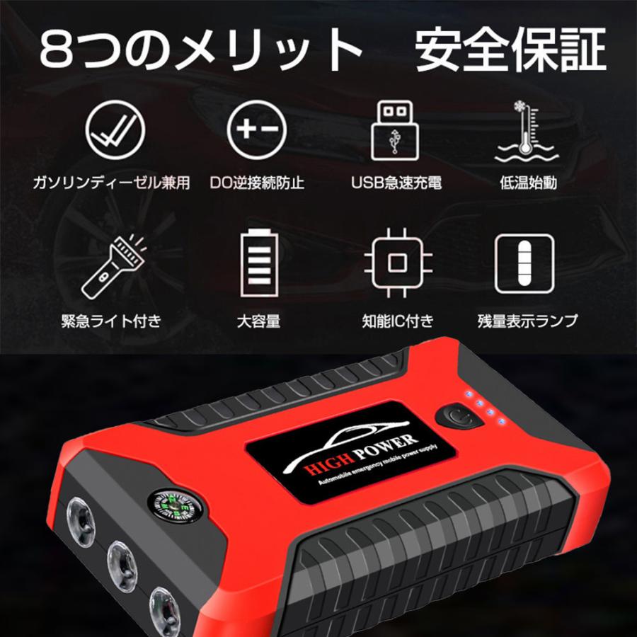 ジャンプスターター 12V 車用エンジンスターター 20000mAh モバイルバッテリー バイクに対応 低温起動 防水防塵 PSE認証済み ポータブル充電器 ガソリン車｜kin-gshop｜08