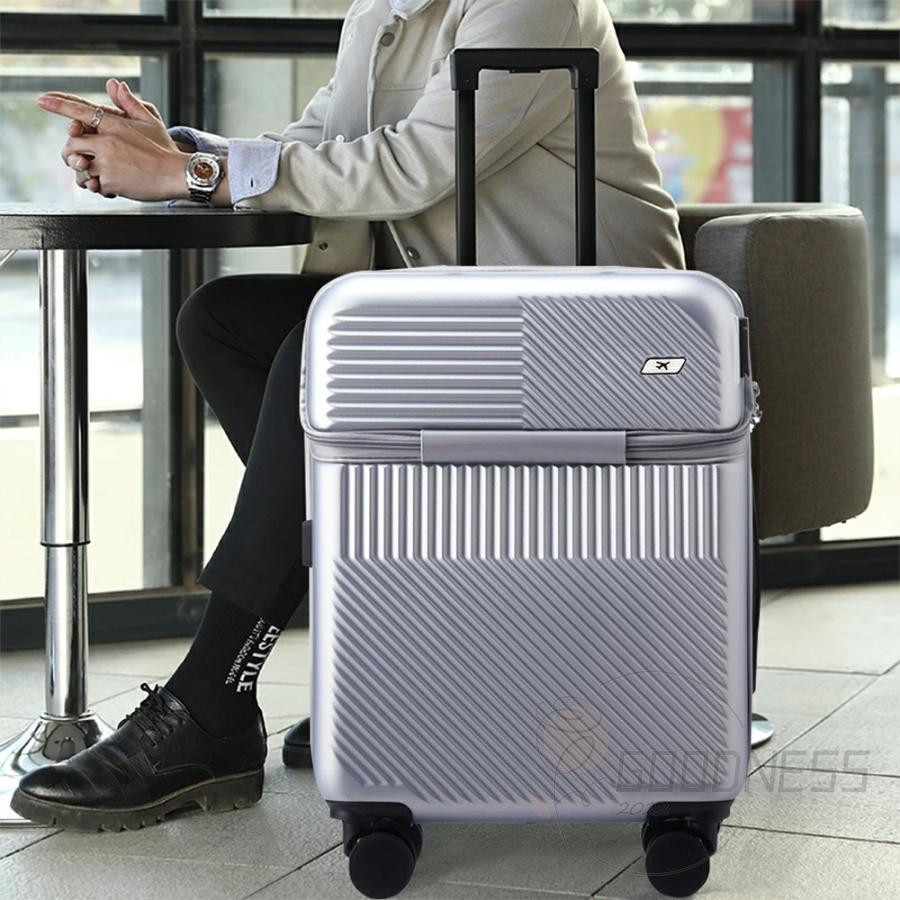 スーツケース フロントオープン Sサイズ 機内持ち込み 大容量 軽量 静音 かわいい キャリーケース 360度回転 おしゃれ ビジネス 旅行 USBポート付き 男性 女性｜kin-gshop｜17