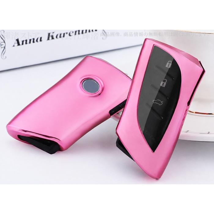 レクサス TPU ピンク スマートキーケース キーカバー キーホルダー
