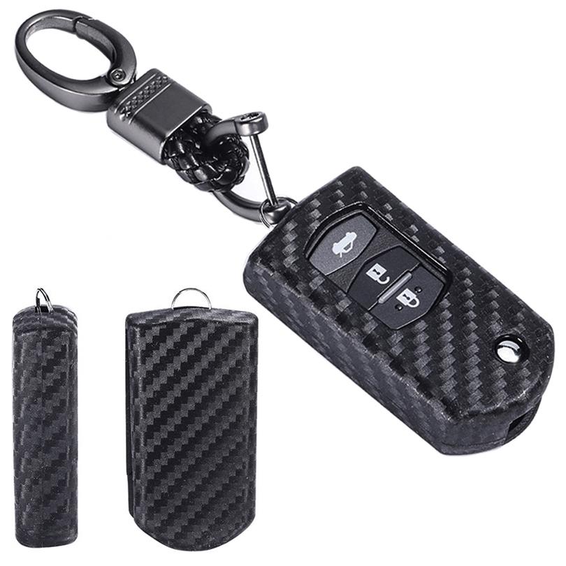 マツダ シリコン カーボン調 スマートキーケース キーカバー デミオ