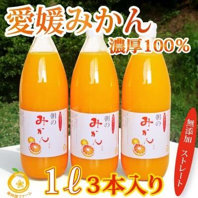 愛媛産みかんジュース3本 ストレート果汁1000ml 3本入り : きなはいや