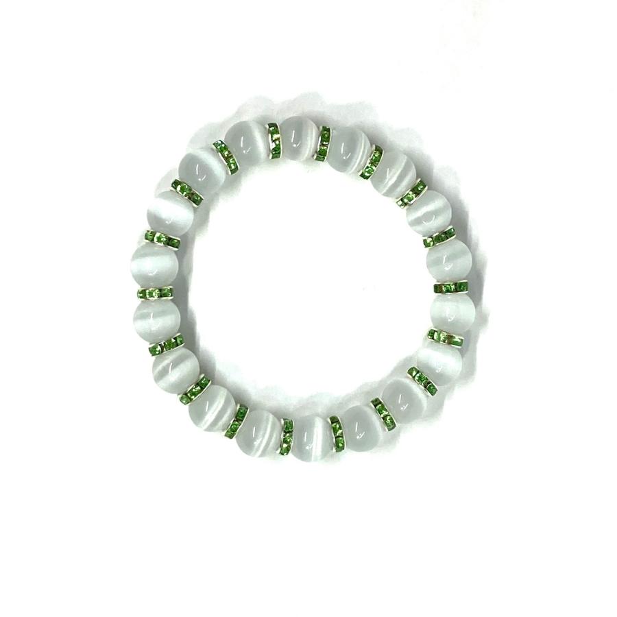 キャッツアイ（ホワイト） パワーストーン ブレスレット レディース 10mm（グリーン）｜kinari｜04