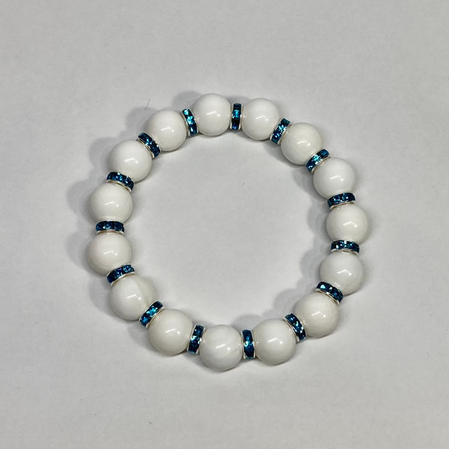 ホワイトオニキス パワーストーン ブレスレット 天然石ブレス  12mm (ライトブルー)｜kinari｜04