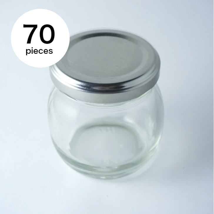 ガラス瓶 101個セット　ハンドメイド　ジャム瓶　キャンドル ジャム瓶50 まる型106ml フタ付き 70個入りカートン 保存容器 ガラス製