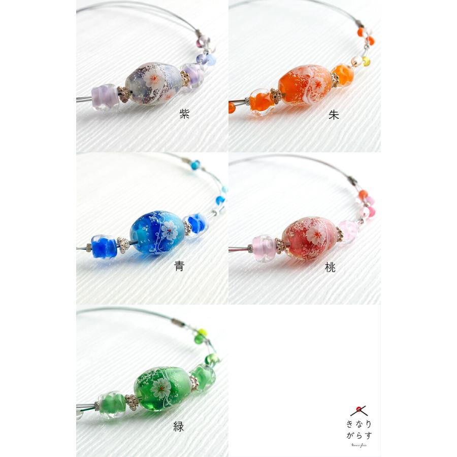 花泡 カラー ワイヤー ネックレス」トンボ玉 ネックレス ガラス