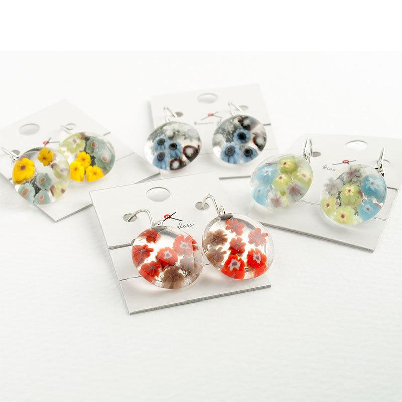 北欧 ミルフィオリ ピアス / イヤリング 01 花」ガラス レディース