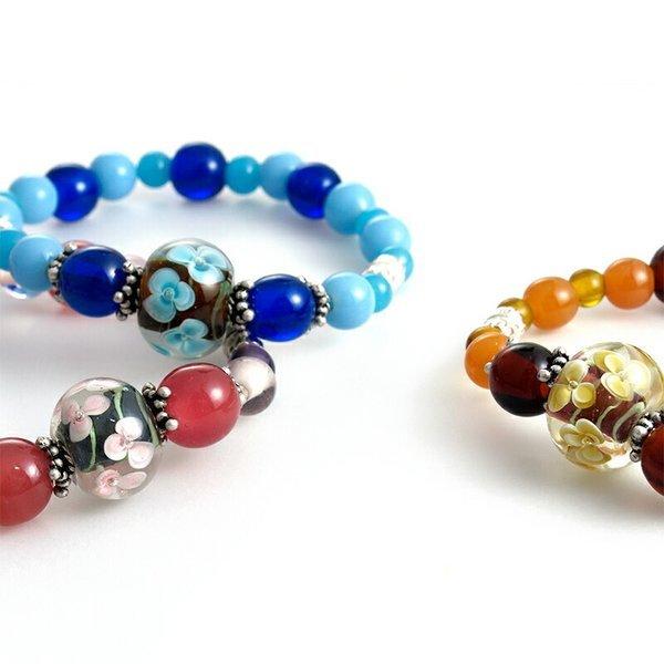水中花 ふたえ ゴム ブレスレット とんぼ玉 ブレスレット ガラス ゴム レディース 癒しグッズ 女性 ガラス細工 水中花 花 B N005 とんぼ玉専門店 きなりがらす 通販 Yahoo ショッピング