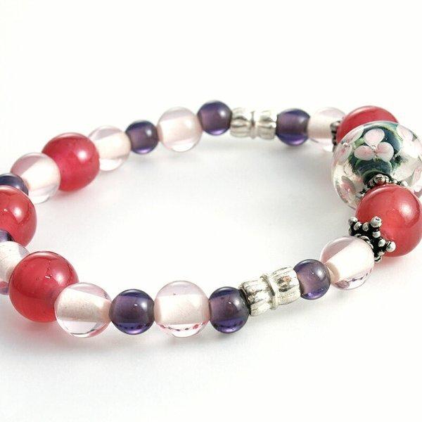 水中花 ふたえ ゴム ブレスレット とんぼ玉 ブレスレット ガラス ゴム レディース 癒しグッズ 女性 ガラス細工 水中花 花 B N005 とんぼ玉専門店 きなりがらす 通販 Yahoo ショッピング