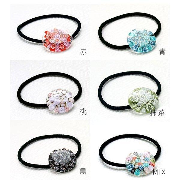 Japan ヘアゴム 01 （新菊花）」とんぼ玉 子供 おしゃれ 手作り 花 和