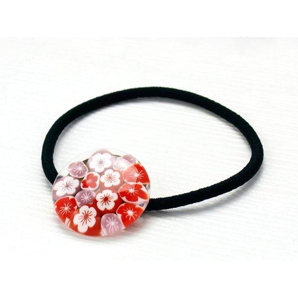 Japan ヘアゴム 01 （梅）」とんぼ玉 子供 おしゃれ 手作り 花 和 日本