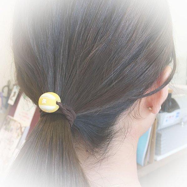 お得な2個セット」「手まり ヘアゴム（茶ゴム）」とんぼ玉 ヘアゴム