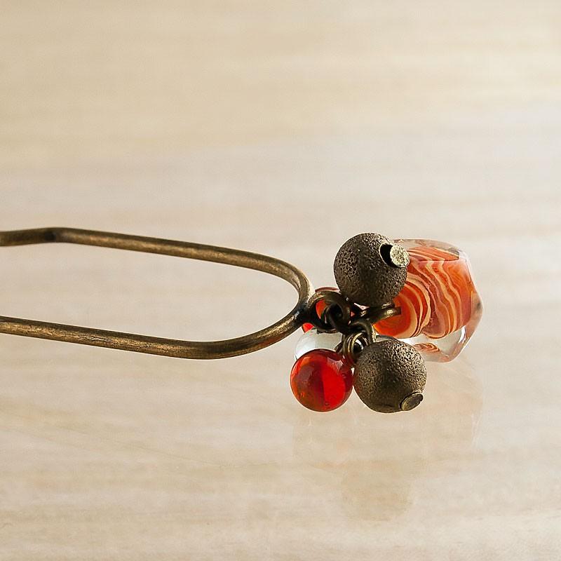 クリスタル マーブル かんざし ピン」かんざし シンプル 和装 とんぼ玉