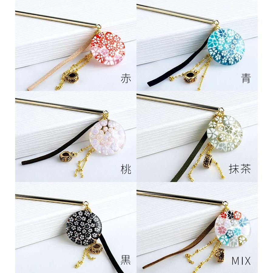 Japan ミルフィオリ かんざし 01 （桜）」桜 シンプル 一本 花 和装