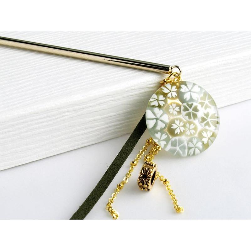 Japan ミルフィオリ かんざし 01 （桜）」桜 シンプル 一本 花 和装