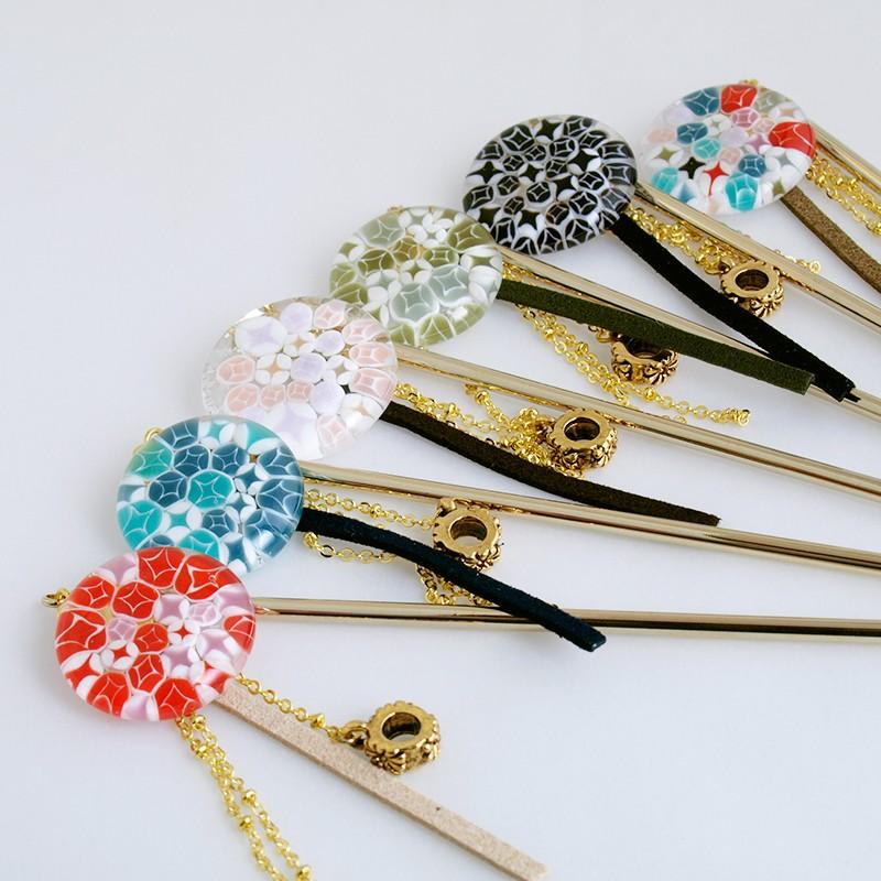 Japan ミルフィオリ かんざし 01 （七宝）」かんざし シンプル 一本 花