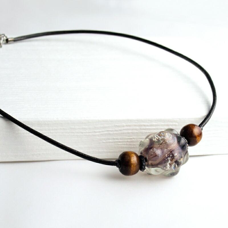 Cosmo 革紐 ネックレス」トンボ玉 ネックレス ガラス 星 メンズ ユニ