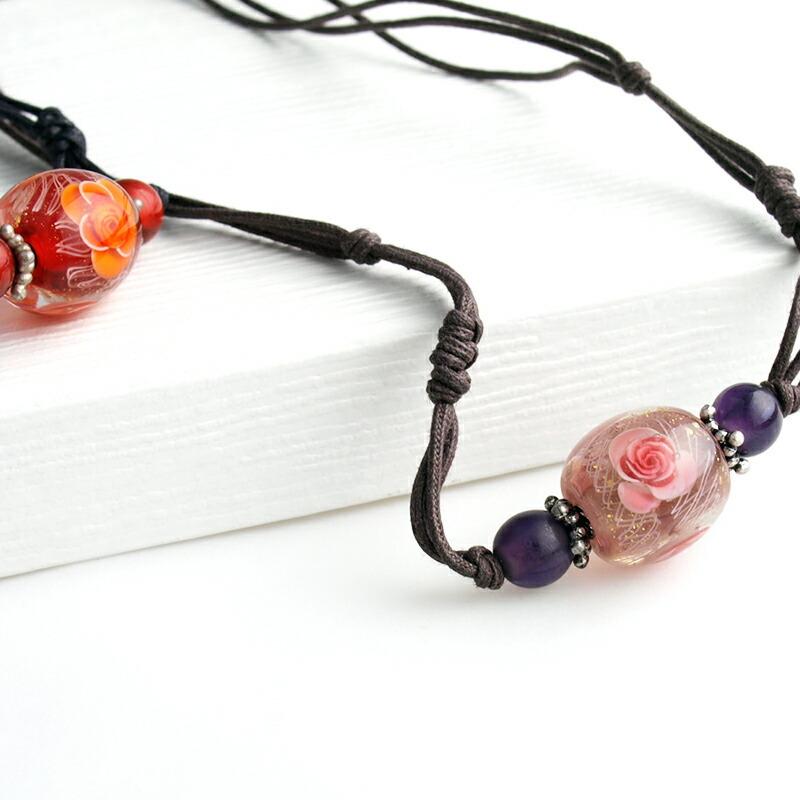 アンティーク　トンボ玉ネックレス3点セット ブルー 銀箔 ガラス トンボ玉 ネックレス ステンレスチェーン 青