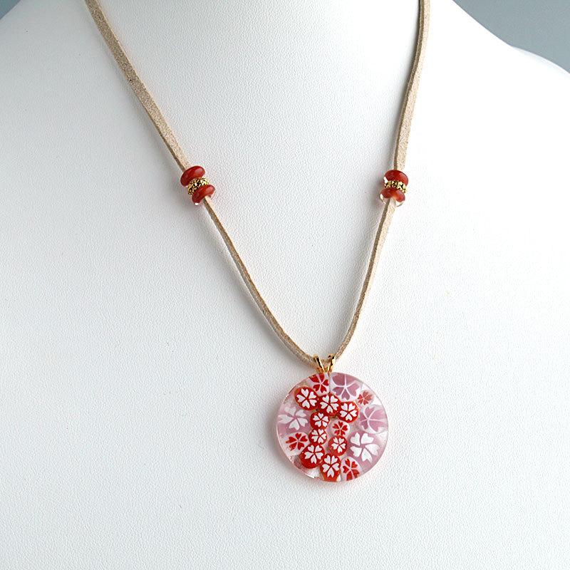 Japan ミルフィオリ ネックレス 01(桜)」ネックレス ガラス Japan ミルフィオリ ネックレス 01(桜)」ネックレス ガラス