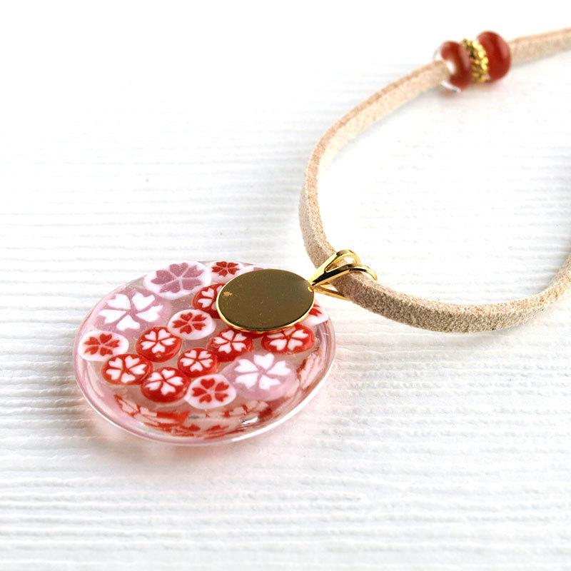 Japan ミルフィオリ ネックレス 01（桜）」ネックレス ガラス フラワー