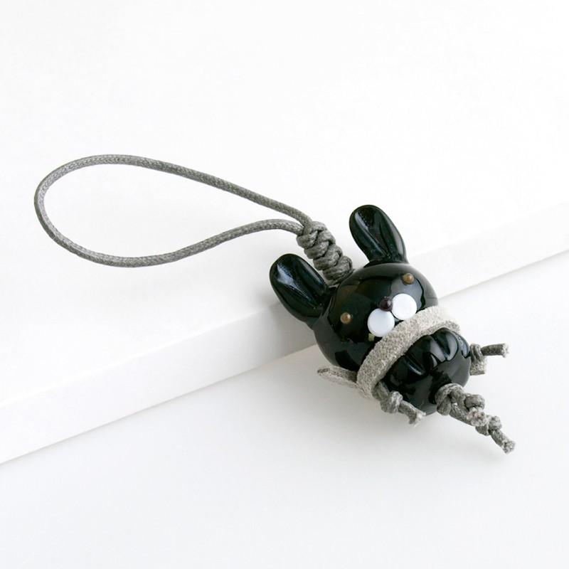 うさこ マフラー ストラップ」とんぼ玉 携帯ストラップ 手作り